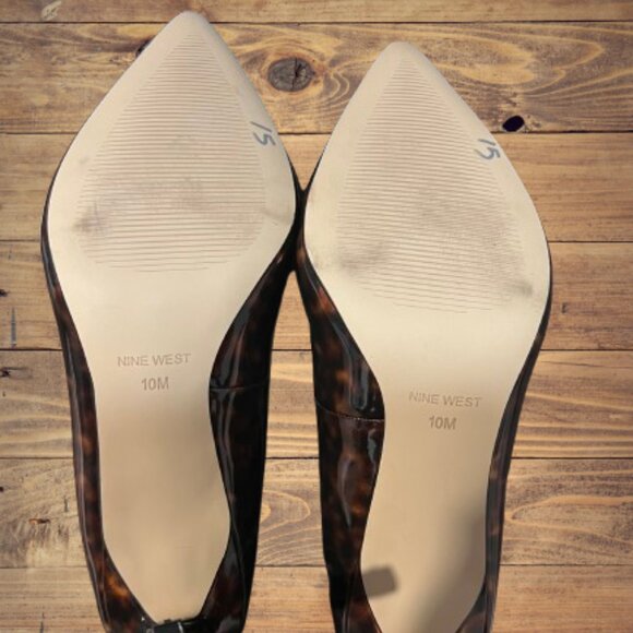 Nine West Leather Tortoise Stilletos Size 10 - Picture 7 of 11